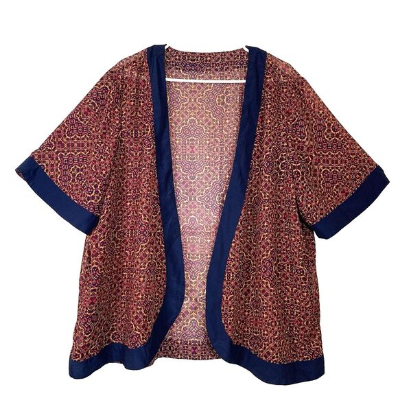 Avon Sheer Geometric Open Kimono Wrap Cover Size 1X/2X Bohemian - Picture 1 of 5